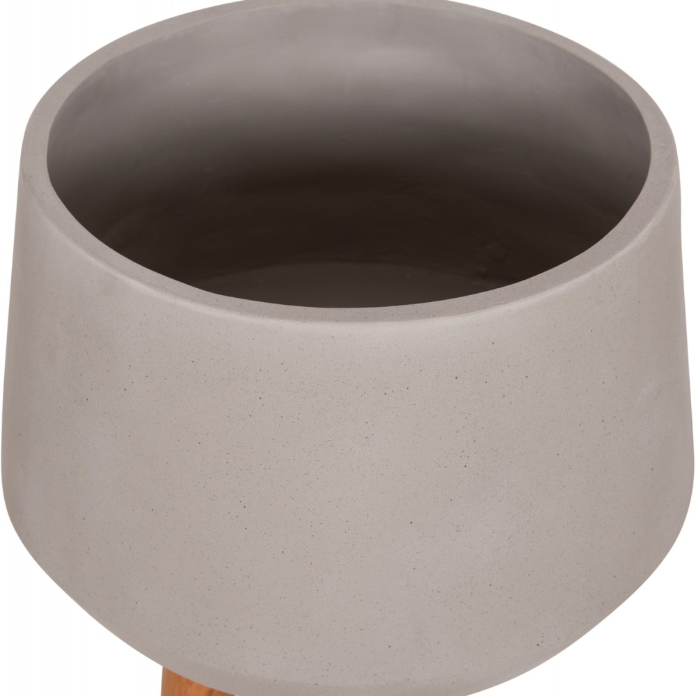 Γλάστρα εσωτερικού χώρου "QUAN" από fiber cement/ξύλο σε χρώμα γκρι/φυσικό Φ38x62