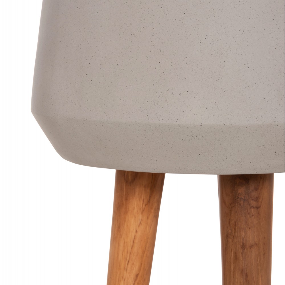 Γλάστρα εσωτερικού χώρου "QUAN" από fiber cement/ξύλο σε χρώμα γκρι/φυσικό Φ38x62