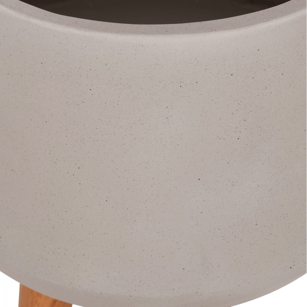 Γλάστρα εσωτερικού χώρου "QUAN" από fiber cement/ξύλο σε χρώμα γκρι/φυσικό Φ38x62