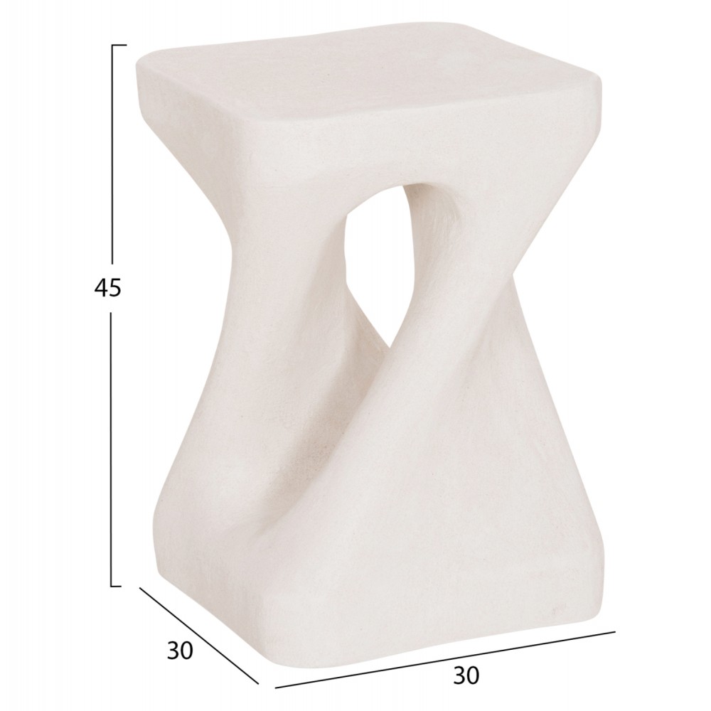 Τετράγωνο σκαμπό "SANTORINI" απο πολυρητίνη σε υπόλευκο χρώμα 30x30x45