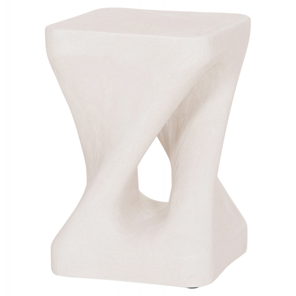 Τετράγωνο σκαμπό "SANTORINI" απο πολυρητίνη σε υπόλευκο χρώμα 30x30x45