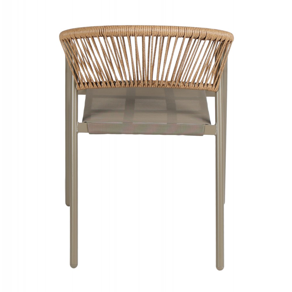 Πολυθρόνα εξωτερικού χώρου "HOMAN" απο μέταλλο/textline σε σαμπανί/μπεζ χρώμα 53,5x62x75