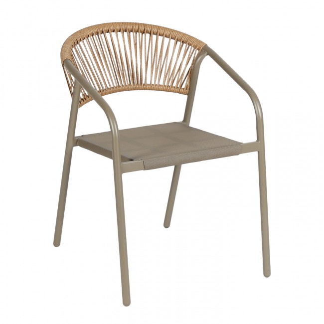 Πολυθρόνα εξωτερικού χώρου "HOMAN" απο μέταλλο/textline σε σαμπανί/μπεζ χρώμα 53,5x62x75