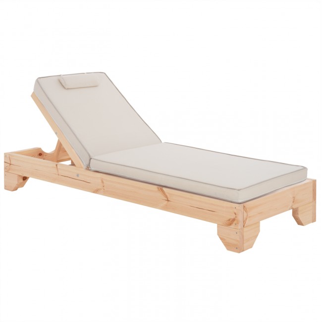 Επαγγελματική ξαπλώστρα παραλίας "ΚΟΡΙΝΟΣ" απο ξύλο πεύκου/textilene σε χρώμα φυσικό/εκρού 79x204x80