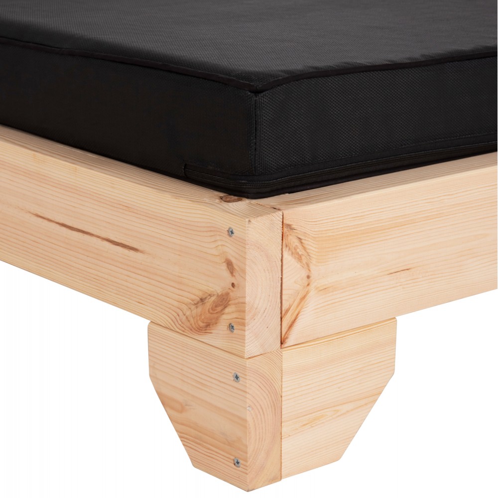 Επαγγελματική ξαπλώστρα παραλίας "ΚΟΡΙΝΟΣ" απο ξύλο πεύκου/textilene σε χρώμα φυσικό/μαύρο 79x204x80