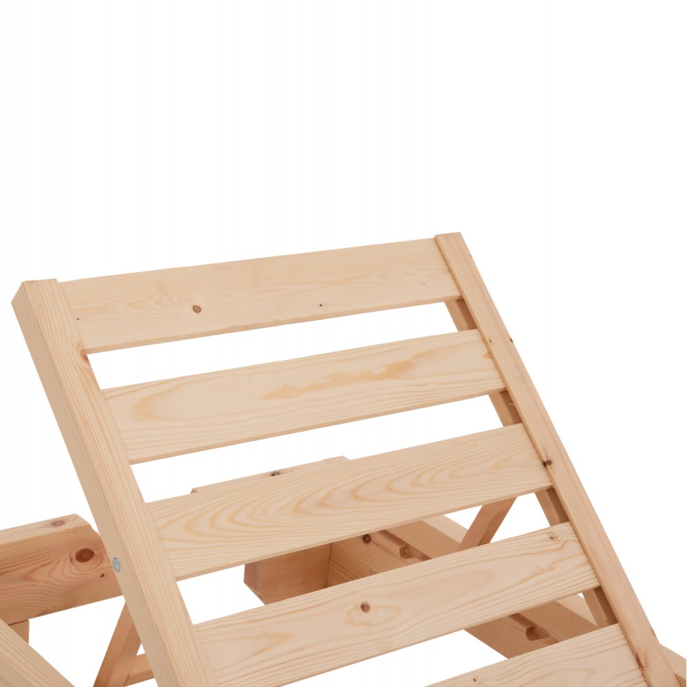 Επαγγελματική ξαπλώστρα παραλίας "ΚΟΡΙΝΟΣ" απο ξύλο πεύκου/textilene σε χρώμα φυσικό/μόκα 79x204x80