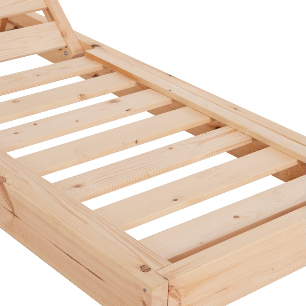 Επαγγελματική ξαπλώστρα παραλίας "ΚΟΡΙΝΟΣ" απο ξύλο πεύκου/textilene σε χρώμα φυσικό/μόκα 79x204x80