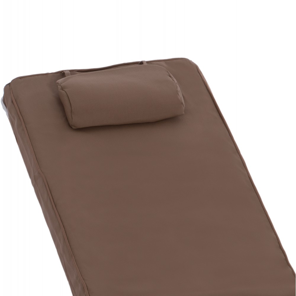 Επαγγελματική ξαπλώστρα παραλίας "ΚΟΡΙΝΟΣ" απο ξύλο πεύκου/textilene σε χρώμα φυσικό/μόκα 79x204x80