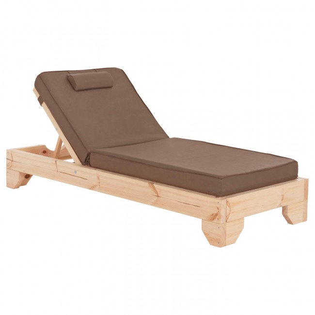 Επαγγελματική ξαπλώστρα παραλίας "ΚΟΡΙΝΟΣ" απο ξύλο πεύκου/textilene σε χρώμα φυσικό/μόκα 79x204x80