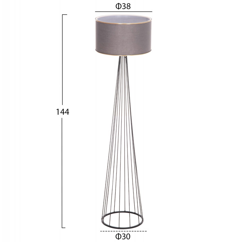 Φωτιστικό δαπέδου "HUE" απο μέταλλο/ύφασμα σε χρώμα γκρι Φ38x144