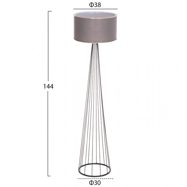 Φωτιστικό δαπέδου "HUE" απο μέταλλο/ύφασμα σε χρώμα γκρι Φ38x144