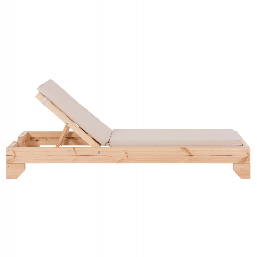 Επαγγελματική ξαπλώστρα παραλίας "ΚΟΡΙΝΟΣ" απο ξύλο πεύκου/textilene σε χρώμα φυσικό/μπεζ 79x204x77