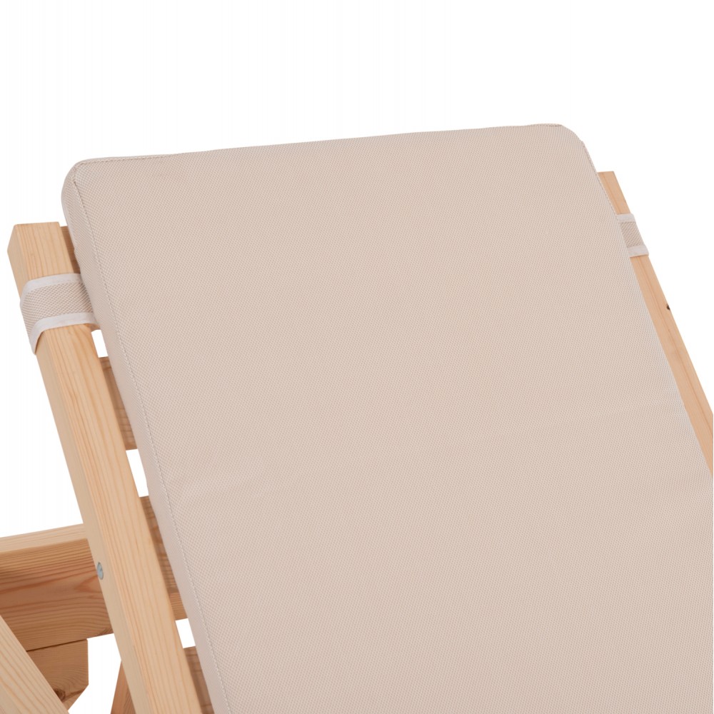 Επαγγελματική ξαπλώστρα παραλίας "ΚΟΡΙΝΟΣ" απο ξύλο πεύκου/textilene σε χρώμα φυσικό/μπεζ 79x204x77