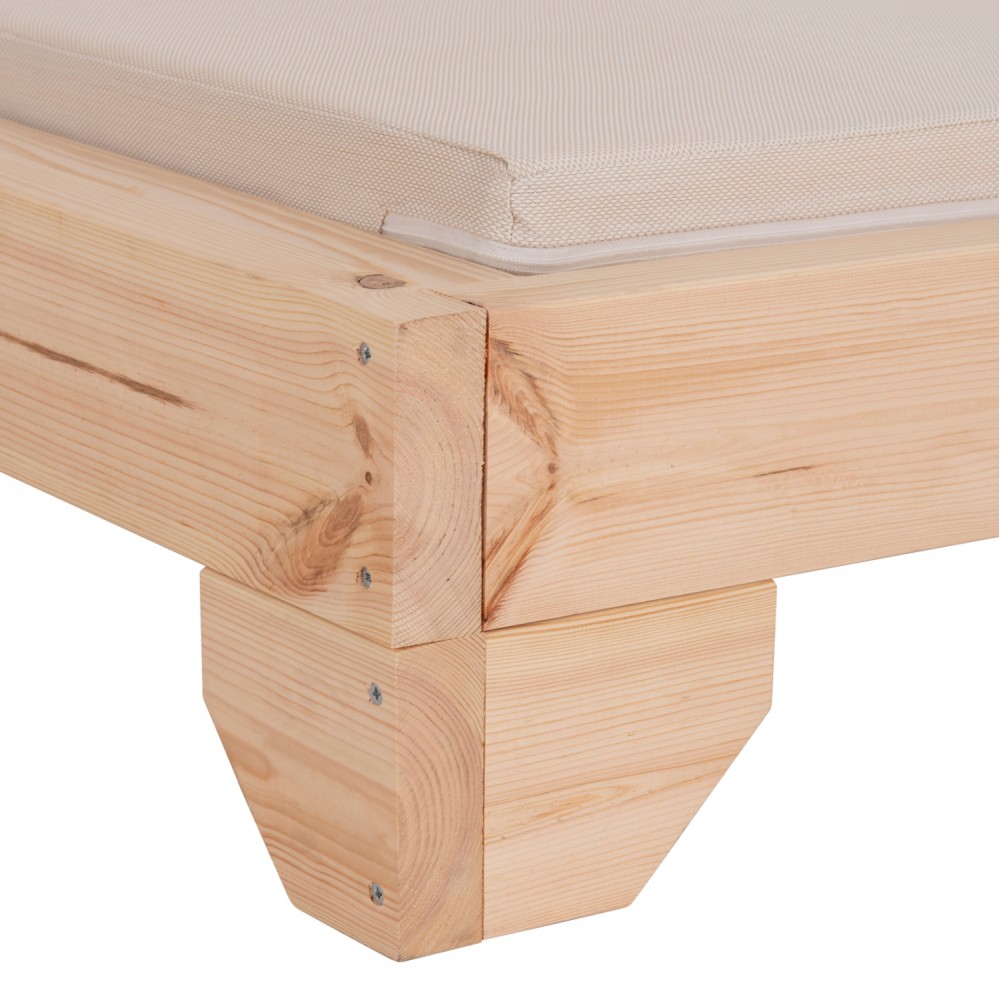 Επαγγελματική ξαπλώστρα παραλίας "ΚΟΡΙΝΟΣ" απο ξύλο πεύκου/textilene σε χρώμα φυσικό/μπεζ 79x204x77