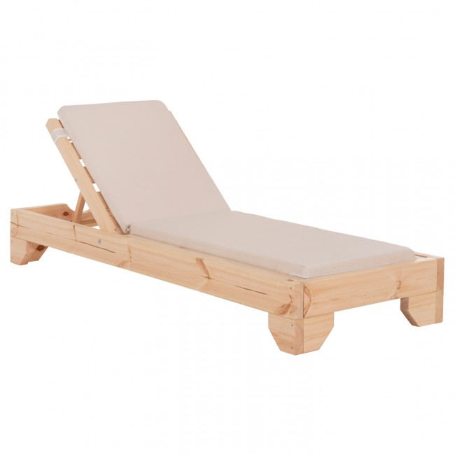 Επαγγελματική ξαπλώστρα παραλίας "ΚΟΡΙΝΟΣ" απο ξύλο πεύκου/textilene σε χρώμα φυσικό/μπεζ 79x204x77