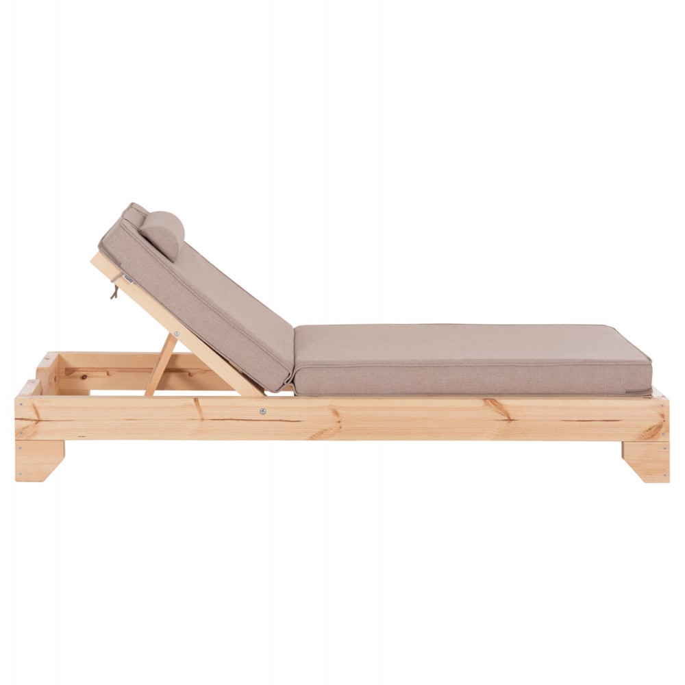 Επαγγελματική ξαπλώστρα παραλίας "ΚΟΡΙΝΟΣ" απο ξύλο πεύκου/ύφασμα σε χρώμα φυσικό/μπεζ 79x204x77