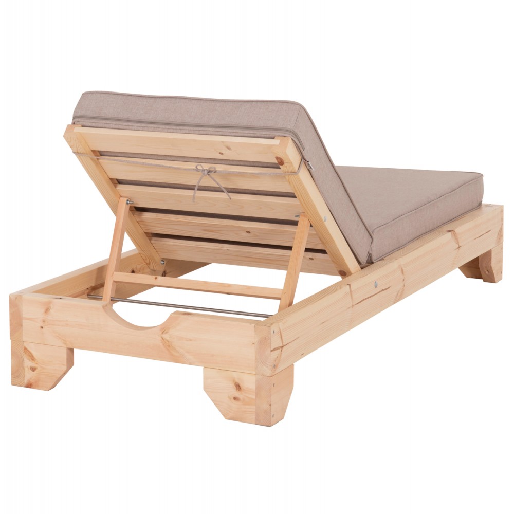 Επαγγελματική ξαπλώστρα παραλίας "ΚΟΡΙΝΟΣ" απο ξύλο πεύκου/ύφασμα σε χρώμα φυσικό/μπεζ 79x204x77