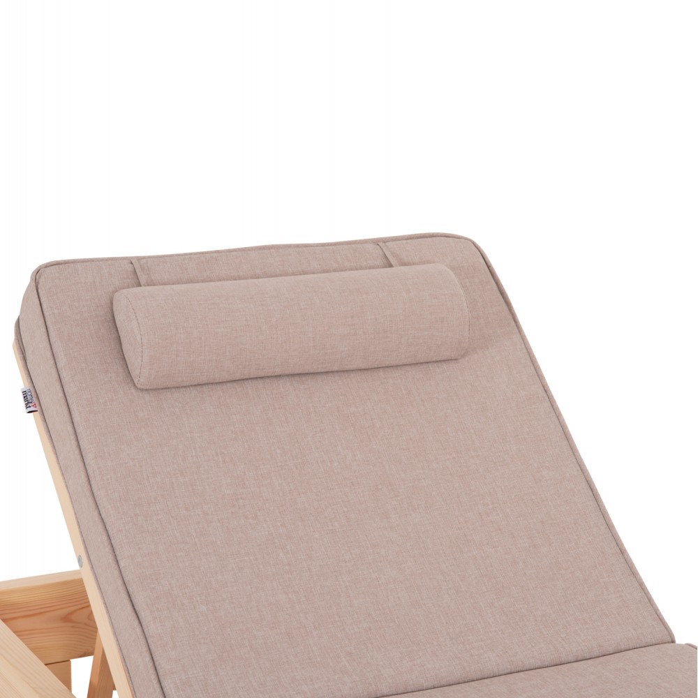 Επαγγελματική ξαπλώστρα παραλίας "ΚΟΡΙΝΟΣ" απο ξύλο πεύκου/ύφασμα σε χρώμα φυσικό/μπεζ 79x204x77