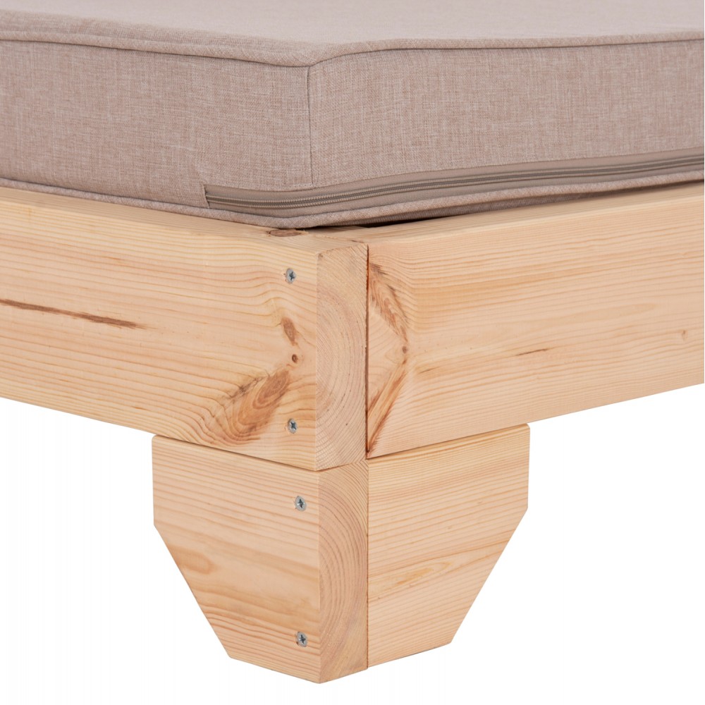 Επαγγελματική ξαπλώστρα παραλίας "ΚΟΡΙΝΟΣ" απο ξύλο πεύκου/ύφασμα σε χρώμα φυσικό/μπεζ 79x204x77