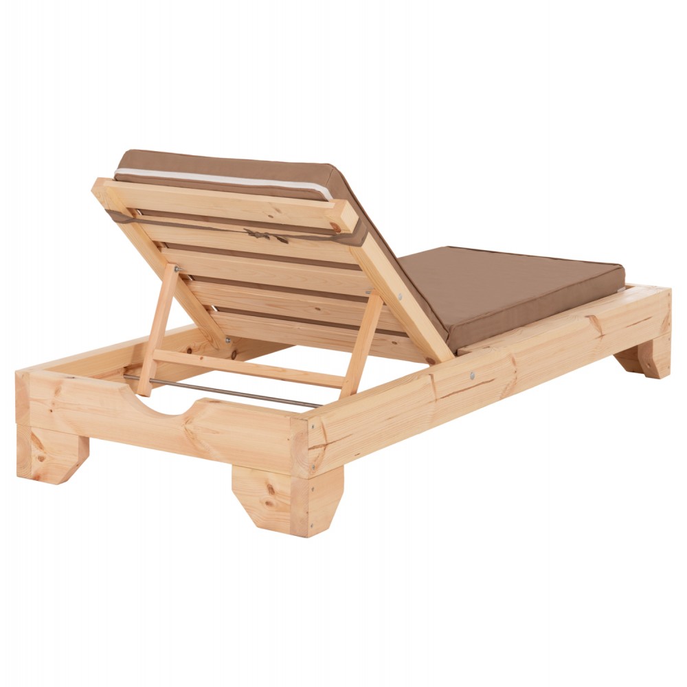 Επαγγελματική ξαπλώστρα παραλίας "ΚΟΡΙΝΟΣ" απο ξύλο πεύκου/textilene σε χρώμα φυσικό/μόκα 79x204x77