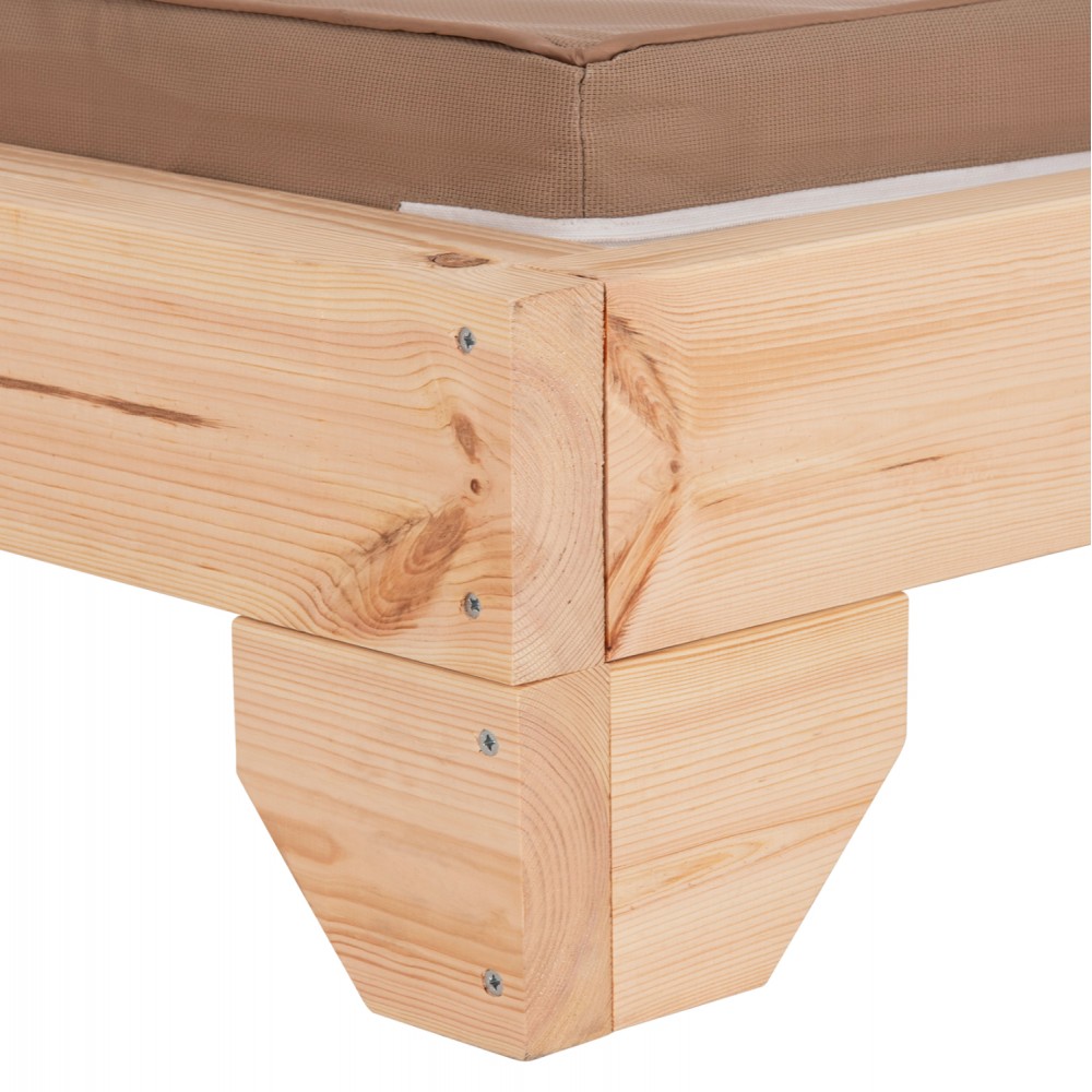 Επαγγελματική ξαπλώστρα παραλίας "ΚΟΡΙΝΟΣ" απο ξύλο πεύκου/textilene σε χρώμα φυσικό/μόκα 79x204x77