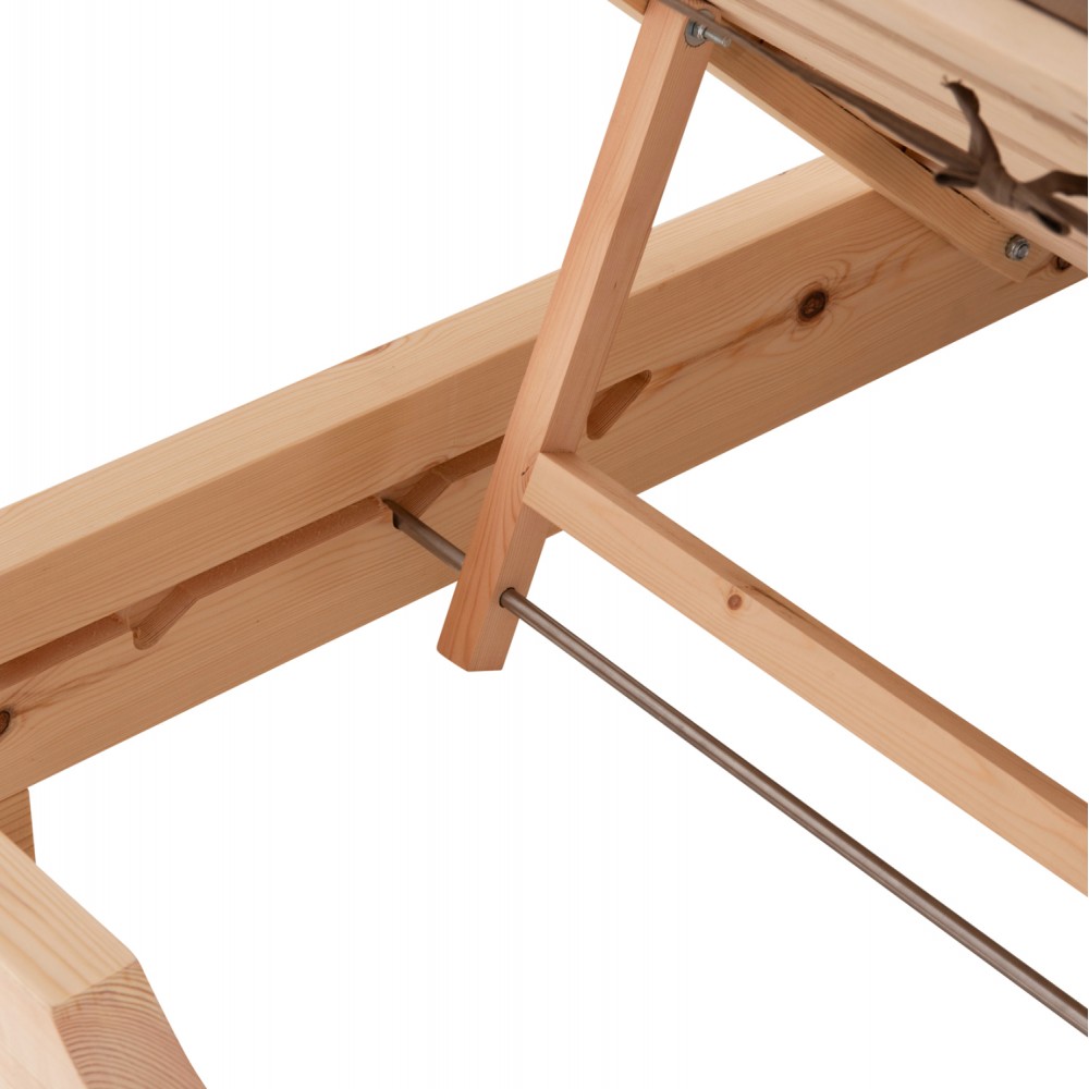 Επαγγελματική ξαπλώστρα παραλίας "ΚΟΡΙΝΟΣ" απο ξύλο πεύκου/textilene σε χρώμα φυσικό/μόκα 79x204x77