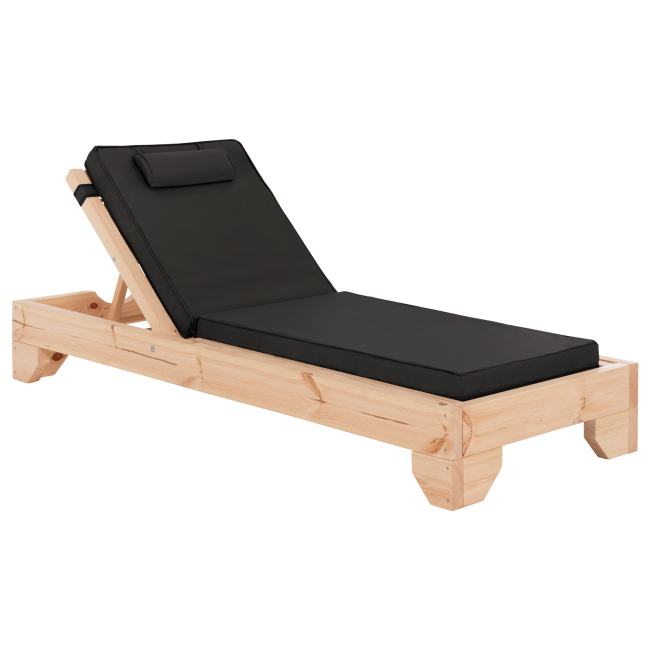 Επαγγελματική ξαπλώστρα παραλίας "ΚΟΡΙΝΟΣ" απο ξύλο πεύκου/textilene σε χρώμα φυσικό/μαύρο 79x204x77