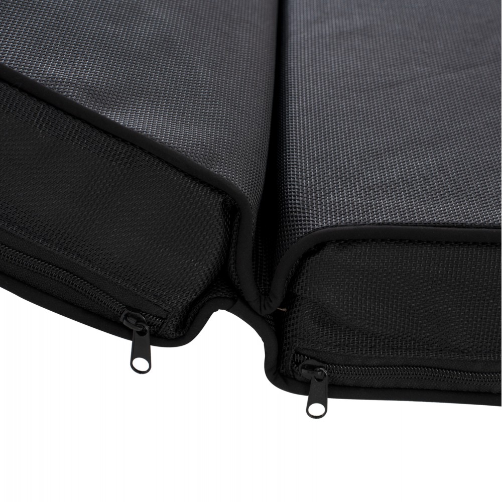 Επαγγελματική ξαπλώστρα παραλίας "ΚΟΡΙΝΟΣ" απο ξύλο πεύκου/textilene σε χρώμα φυσικό/μαύρο 79x204x77