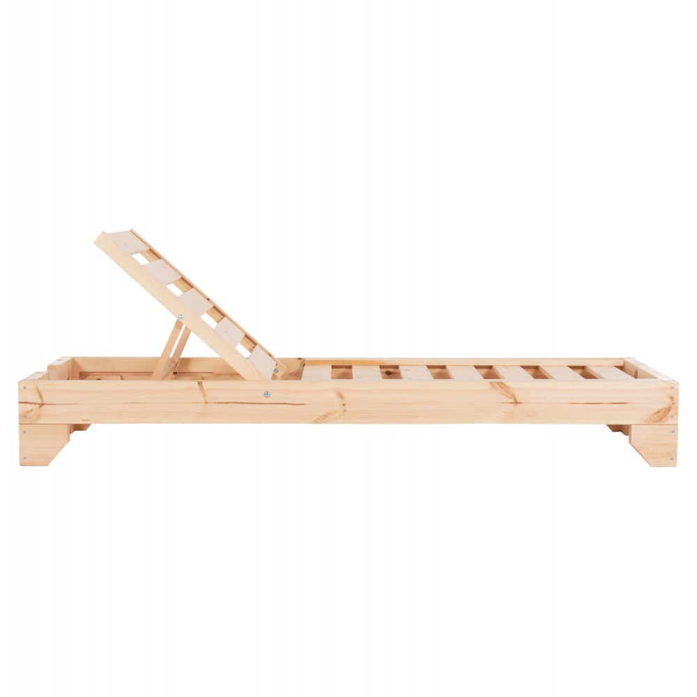 Επαγγελματική ξαπλώστρα παραλίας "ΚΟΡΙΝΟΣ" απο ξύλο πεύκου σε χρώμα φυσικό 79x204x77