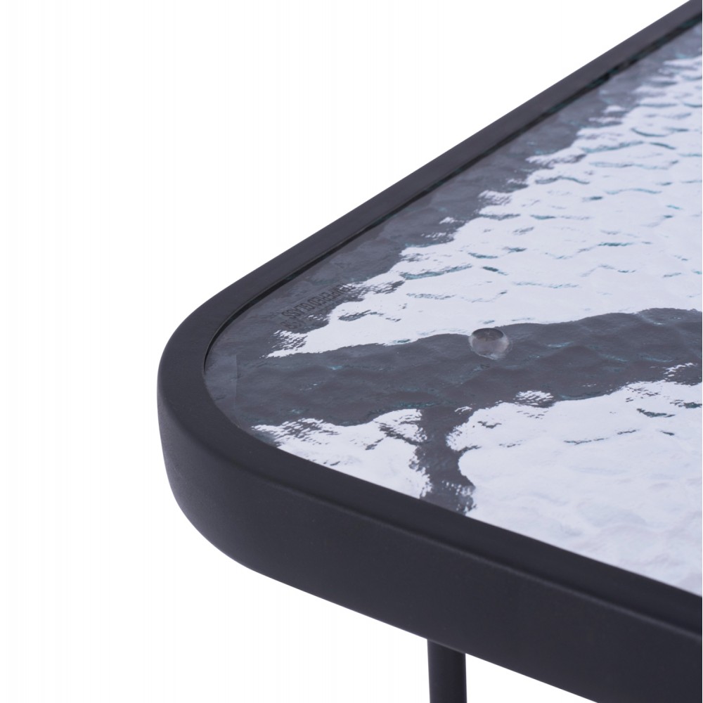 Σετ τραπεζαρία "ADAM" 5τμχ από μέταλλο/textilene/γυαλί σε χρώμα γκρι 110x60x71