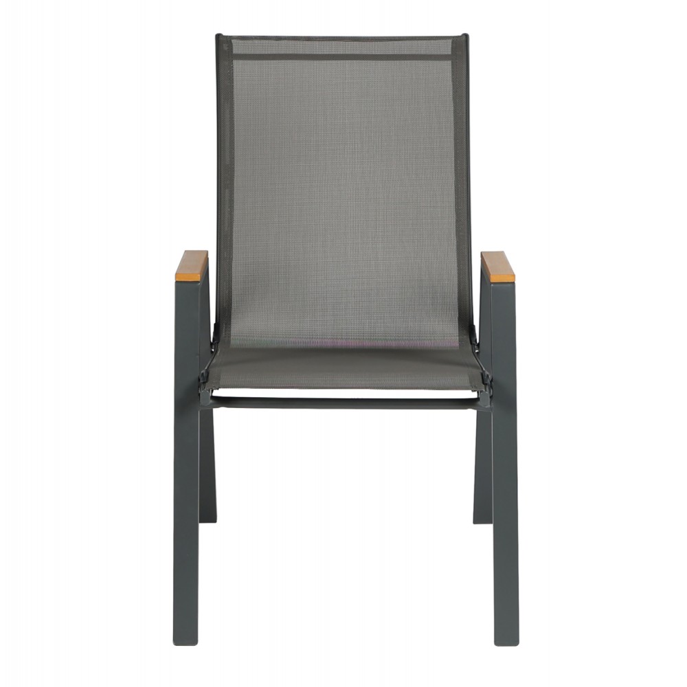 Πολυθρόνα εξωτερικού χώρου "LEON" άπο μέταλλο/textline σε χρώμα γκρι 54x74x91