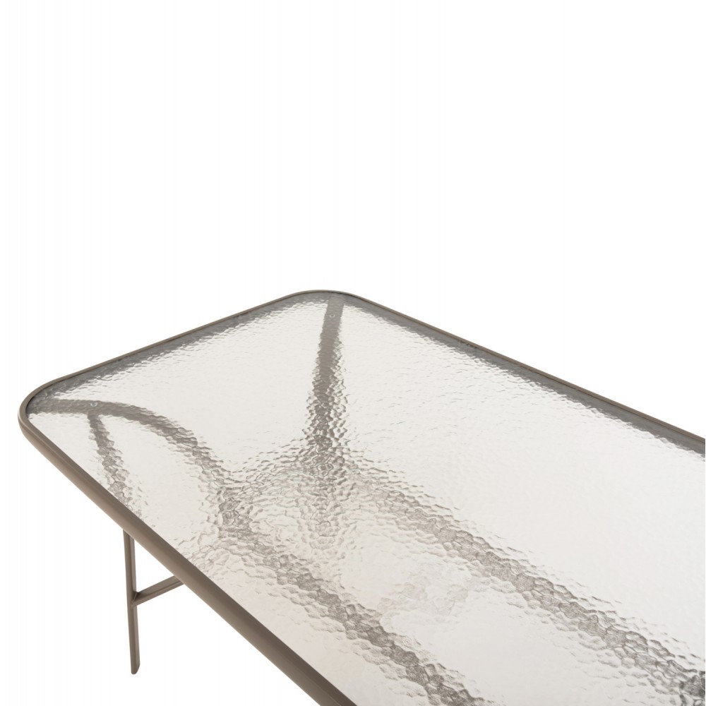 Σετ τραπεζαρίας "BRUNO" 5 τμχ απο μέταλλο/γυαλί/textline σε χρώμα σαμπανί 140x80x71