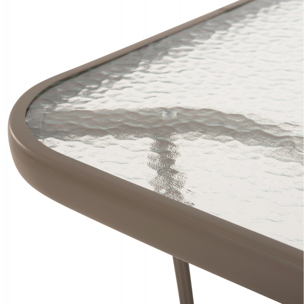 Σετ τραπεζαρίας "BRUNO" 5 τμχ απο μέταλλο/γυαλί/textline σε χρώμα σαμπανί 140x80x71