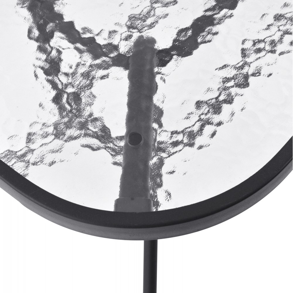 Σετ τραπεζαρίας "BRUNO" 5 τμχ απο μέταλλο/γυαλί/textline σε χρώμα γκρι 140x80x72