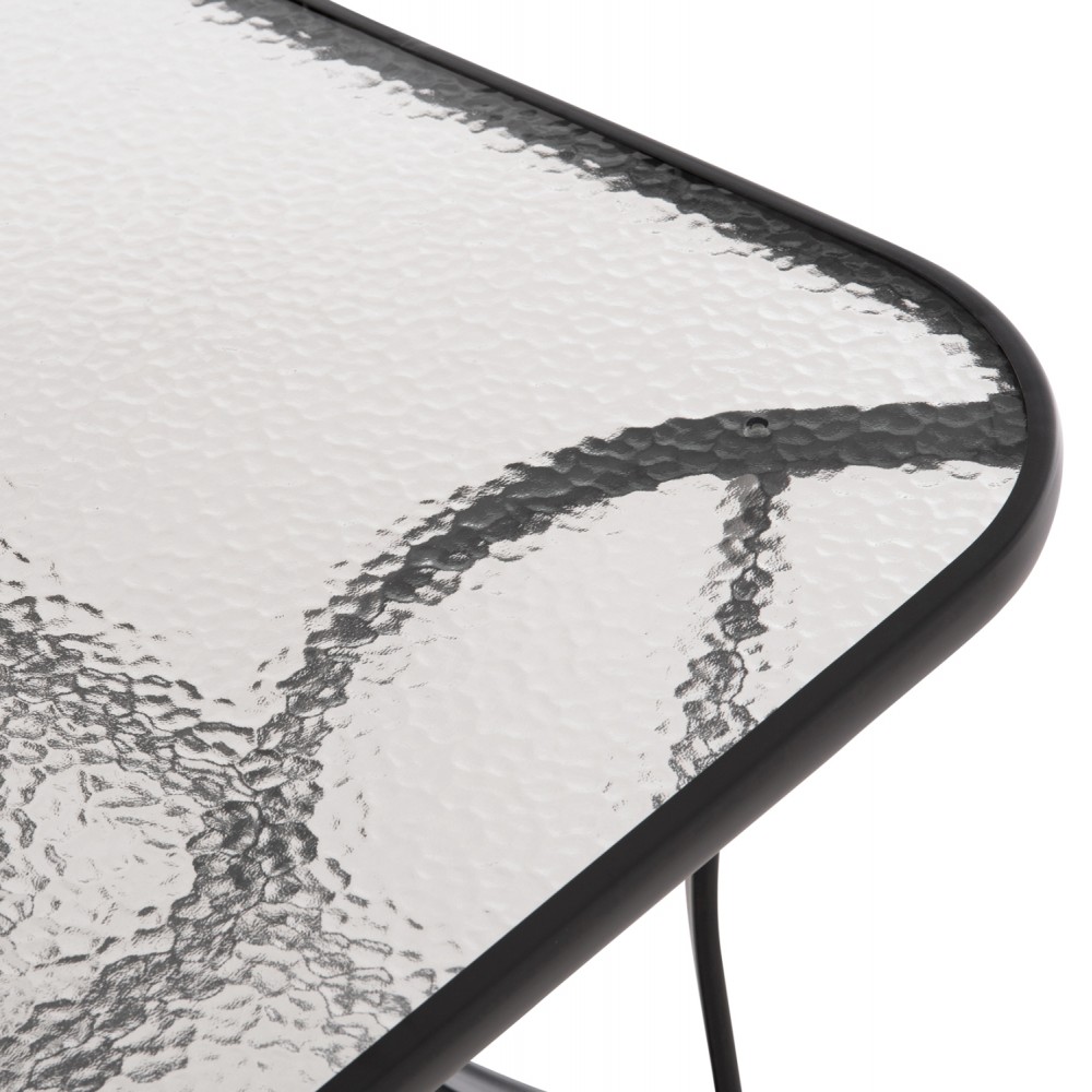 Σετ τραπεζαρίας "BRUNO" 5 τμχ απο μέταλλο/γυαλί/textline σε χρώμα μαύρο 150x90x72