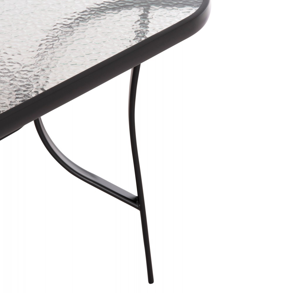 Σετ τραπεζαρίας "BRUNO" 5 τμχ απο μέταλλο/γυαλί/textline σε χρώμα μαύρο 150x90x72