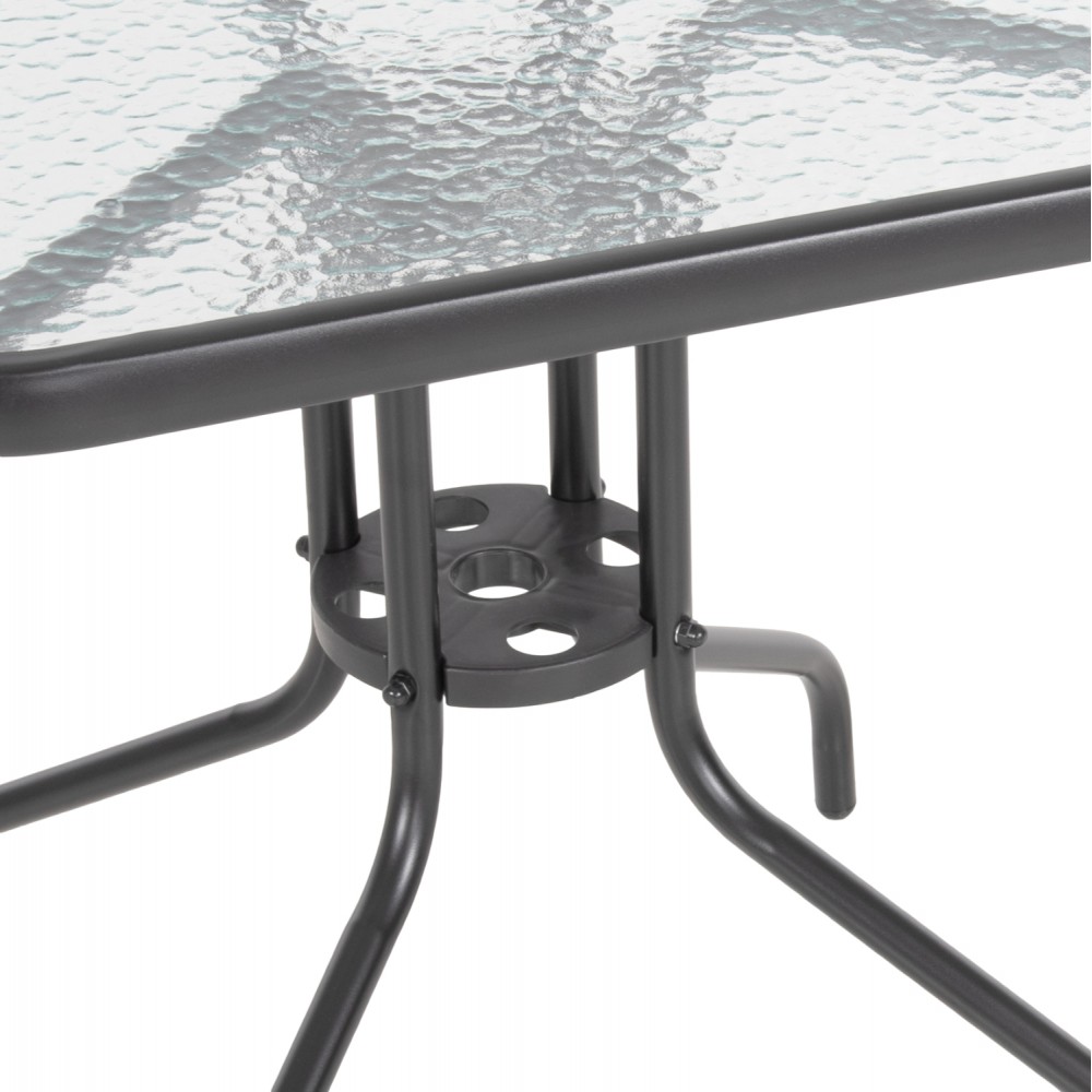 Σετ εξωτερικού χώρου "FIGO" 3τμχ απο μέταλλο/γυαλί/textilene σε γκρι χρώμα 70x70x72