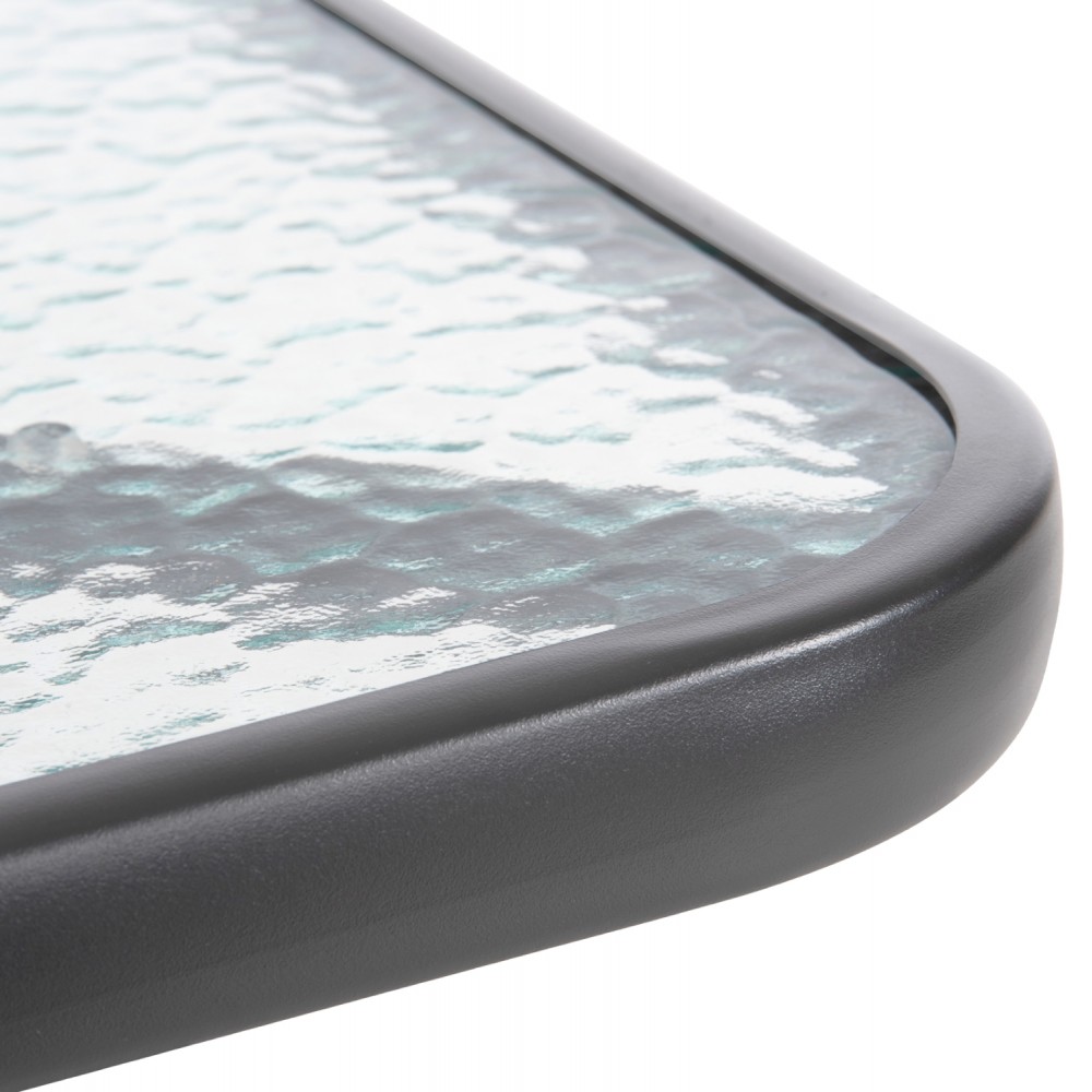 Σετ εξωτερικού χώρου "FIGO" 3τμχ απο μέταλλο/γυαλί/textilene σε γκρι χρώμα 70x70x72