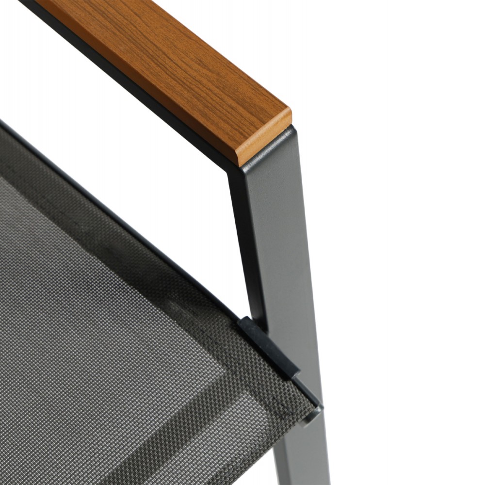 Σετ εξωτερικού χώρου "FIGO" 3τμχ απο μέταλλο/γυαλί/textilene σε γκρι χρώμα 70x70x72