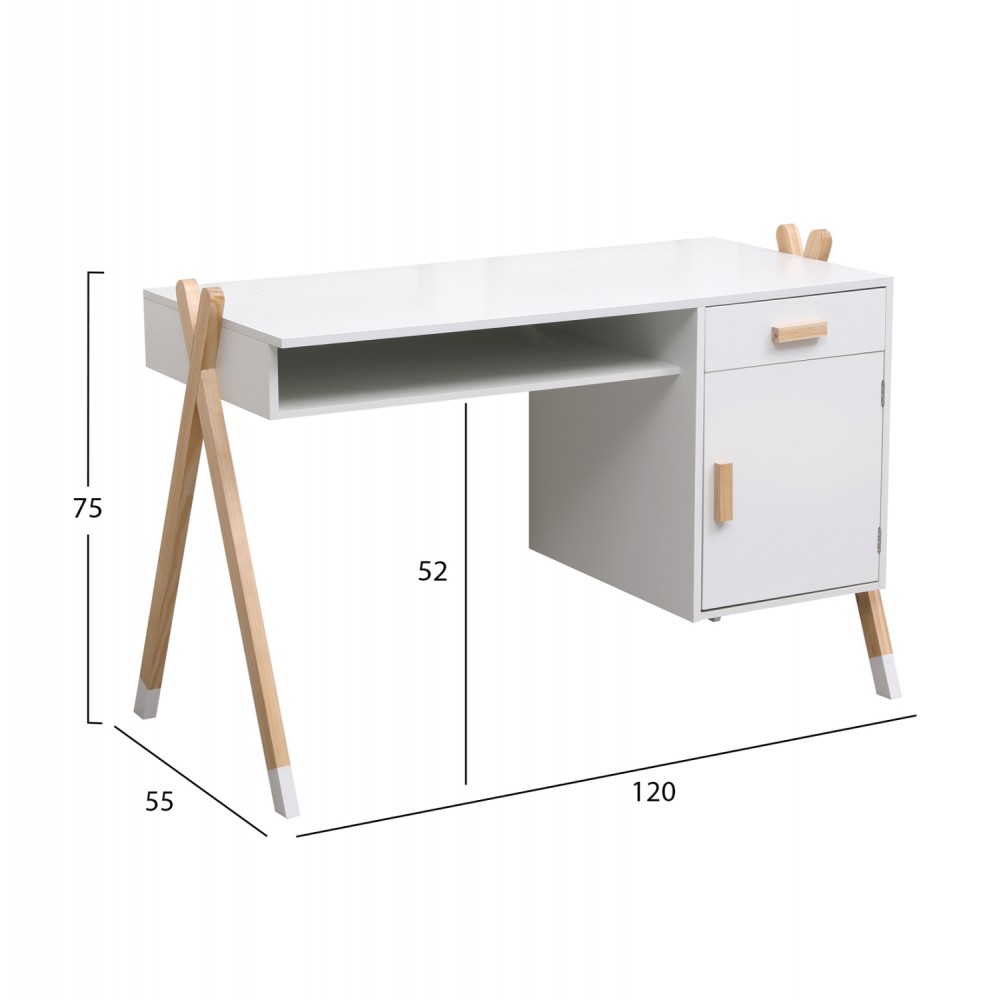 Σετ παιδικού δωματίου 6τμχ "PASCHAL" από ξύλο πεύκου σε λευκό χρώμα