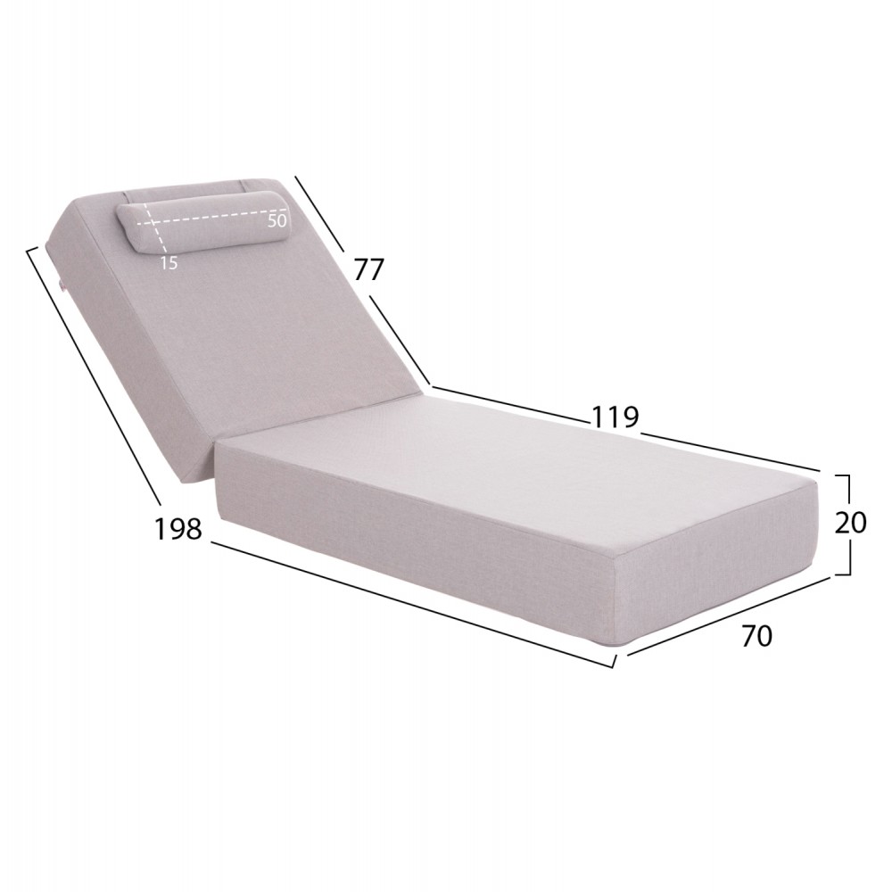 Ξαπλώστρα "IKARIA" από ξύλο/ύφασμα σε καρυδί χρώμα 80x208x100