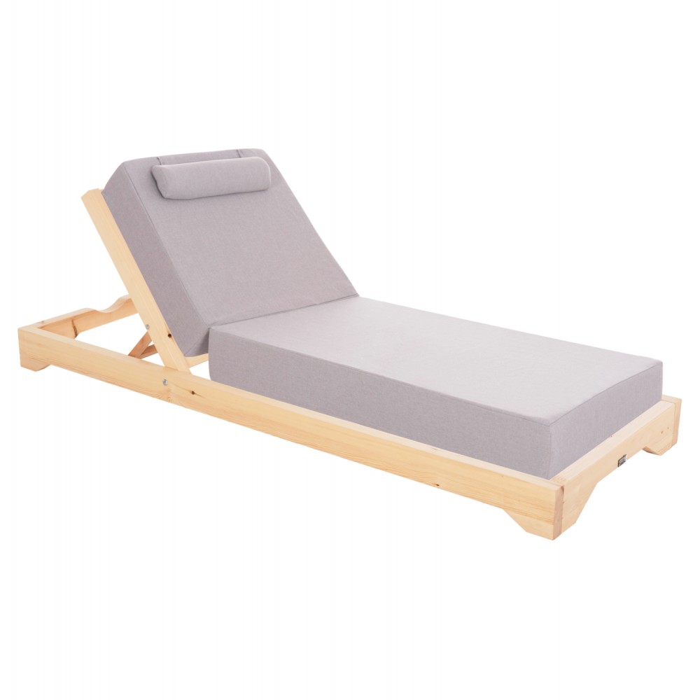 Ξαπλώστρα "IKARIA" από ξύλο/ύφασμα σε φυσικό χρώμα 80x208x100