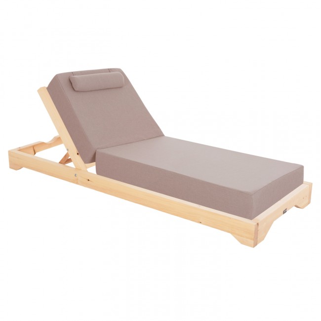 Ξαπλώστρα "IKARIA" από ξύλο/ύφασμα σε φυσικό/μπεζ χρώμα 80x208x100