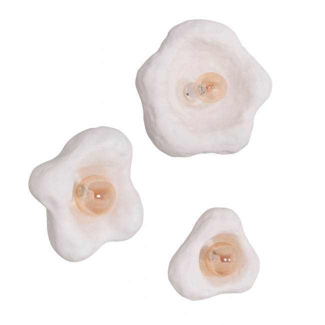 Σετ επιτοίχια φωτιστικά 3τμχ "LUXON" από τσιμέντο σε λευκό χρώμα 44x15x42