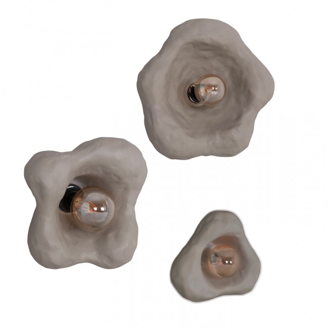 Σετ επιτοίχια φωτιστικά 3τμχ "LUXON" από τσιμέντο σε γκρι χρώμα 44x15x42