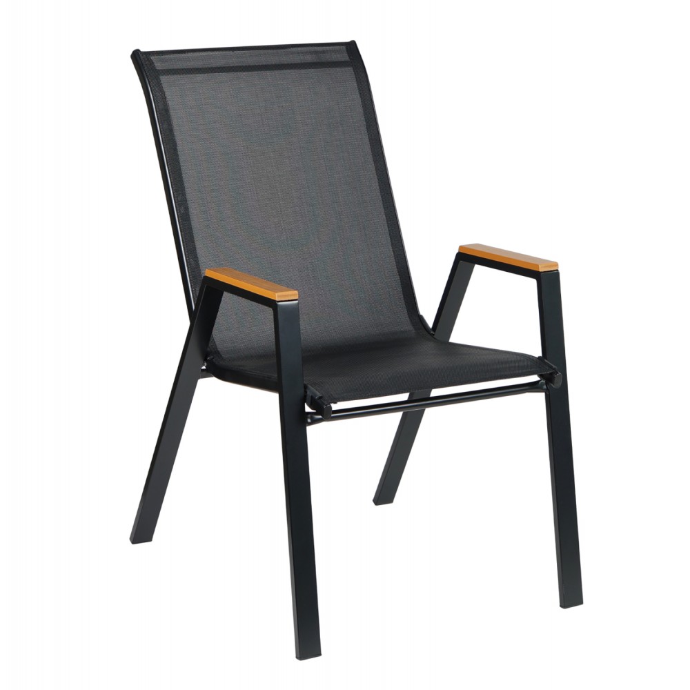 Πολυθρόνα εξωτερικού χώρου "LEONE" από μέταλλο σε μαύρο χρώμα 54x74x91