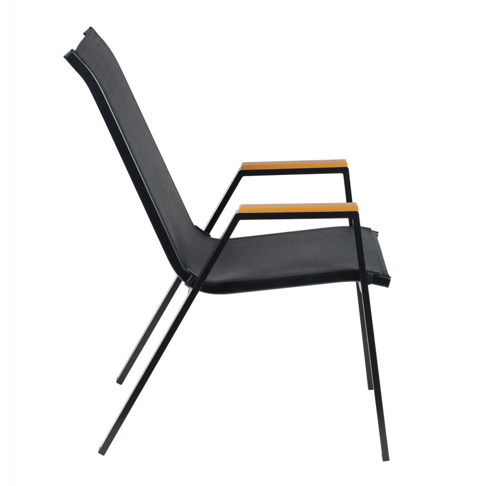 Πολυθρόνα εξωτερικού χώρου "LEONE" από μέταλλο σε μαύρο χρώμα 54x74x91