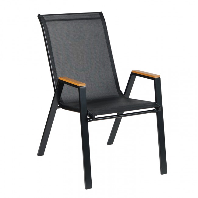 Πολυθρόνα εξωτερικού χώρου "LEONE" από μέταλλο σε μαύρο χρώμα 54x74x91