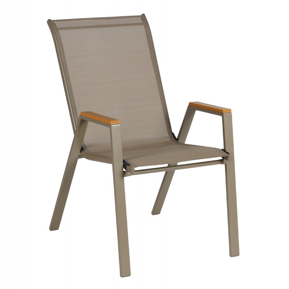 Πολυθρόνα εξωτερικού χώρου "LEONE" από μέταλλο σε σαμπανί χρώμα 54x74x91