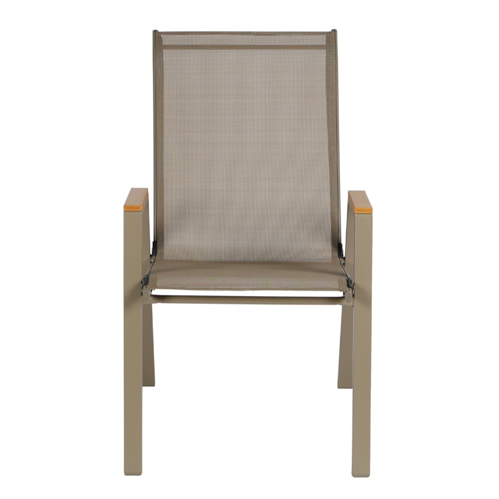 Πολυθρόνα εξωτερικού χώρου "LEONE" από μέταλλο σε σαμπανί χρώμα 54x74x91